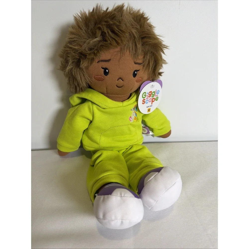 Gigglescape Soft AA Boy Doll in Lime Green Sweatsuit 15